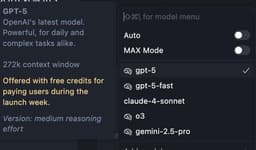 ChatGPT 5 доступен бесплатно в Cursor с контекстом 272k 😏 image preview